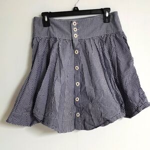 Ralph Lauren Blue Label Collection Navy Gingham Check Button Front Skirt 6